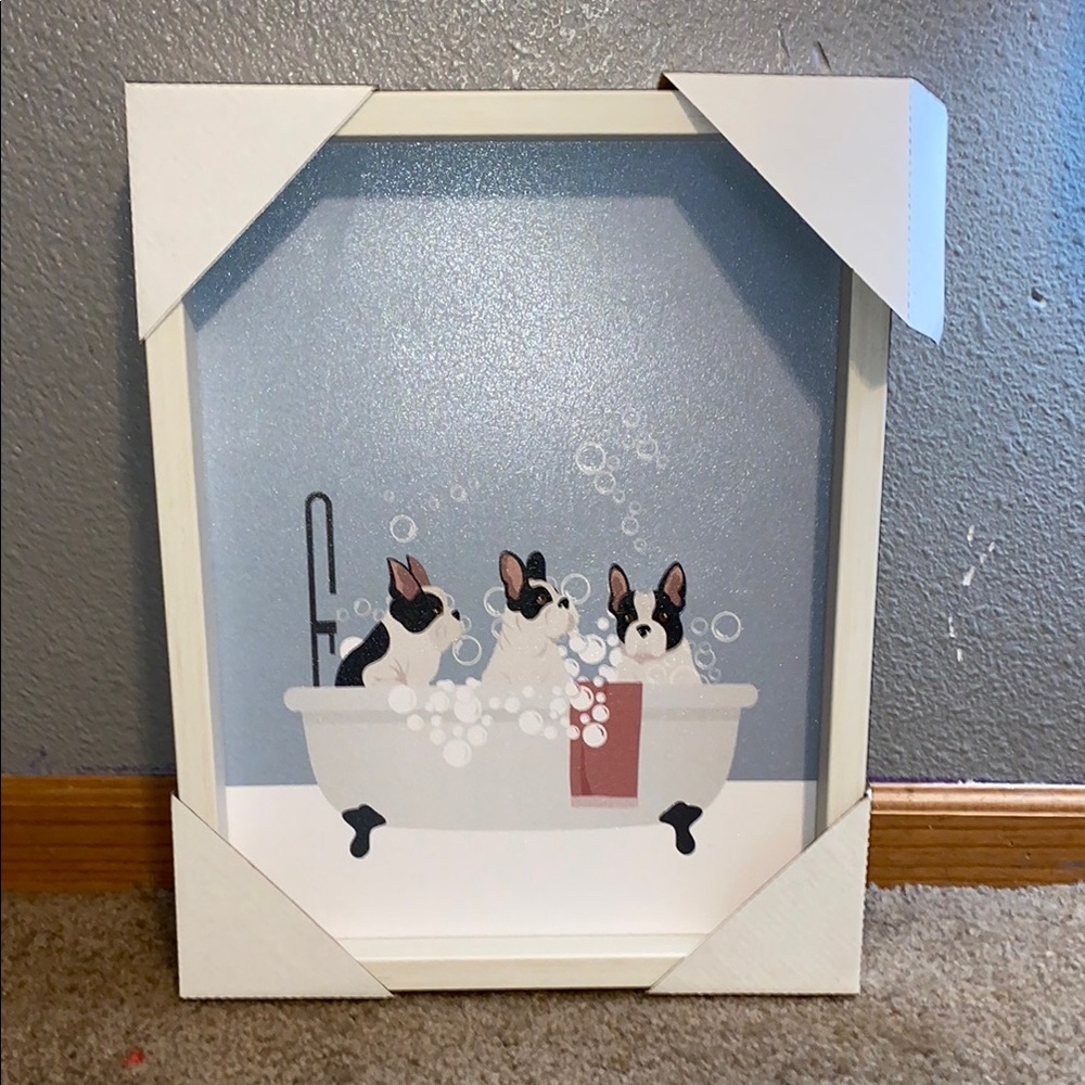 Framed Dog Bath Art Print